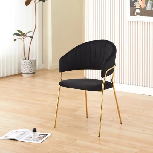 Design étkezőszék, fekete Velvet szövet/gold króm arany, DASMIN TYP 1