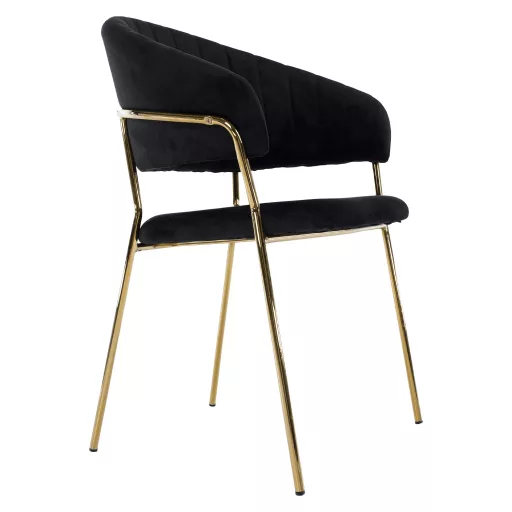Design étkezőszék, fekete Velvet szövet/gold króm arany, DASMIN TYP 1