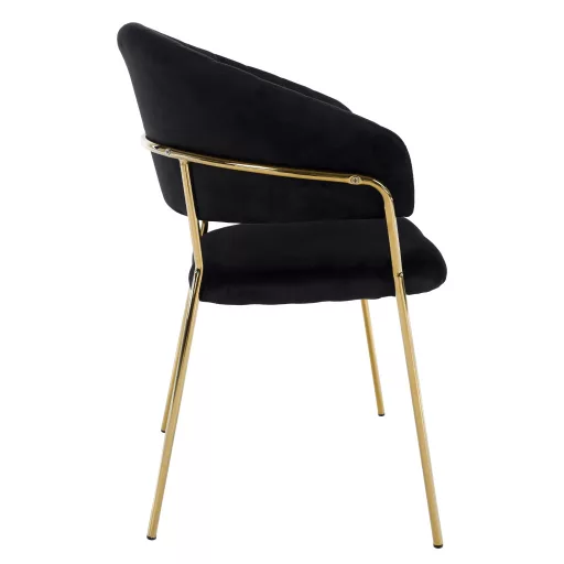 Design étkezőszék, fekete Velvet szövet/gold króm arany, DASMIN TYP 1
