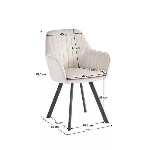 Design fotel, bézses szürke Velvet szövet, AURIL