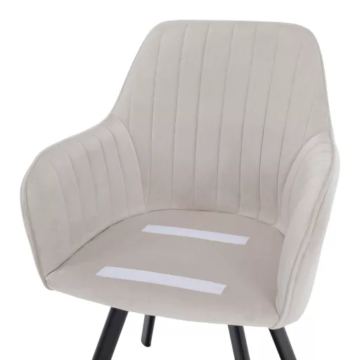 Design fotel, bézses szürke Velvet szövet, AURIL