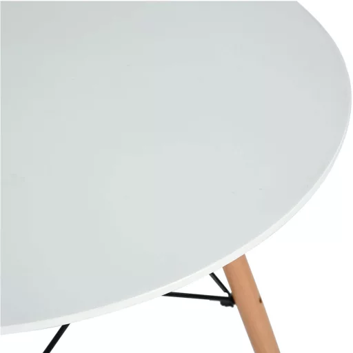 Étkezőasztal, fehér/matt/bükk, átmérő 120 cm, DEMIN NEW