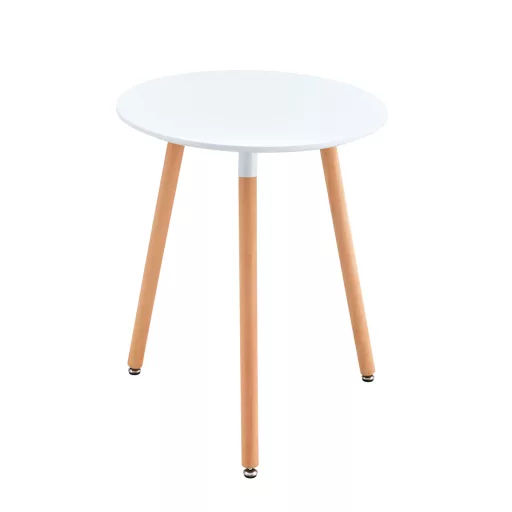 Étkezőasztal, fehér/bükk, átmérő 60 cm, ELCAN NEW TYP 1