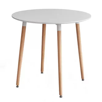   Étkezőasztal, fehér/bükk, átmérő 80 cm, ELCAN NEW TYP 2