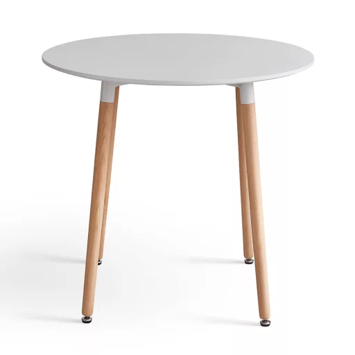 Étkezőasztal, fehér/bükk, átmérő 80 cm, ELCAN NEW TYP 2