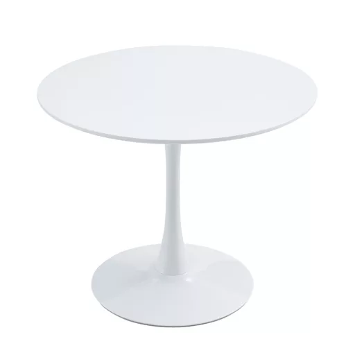 Étkezőasztal, kerek, fehér, matt, átmérő 80 cm, REVENTON NEW