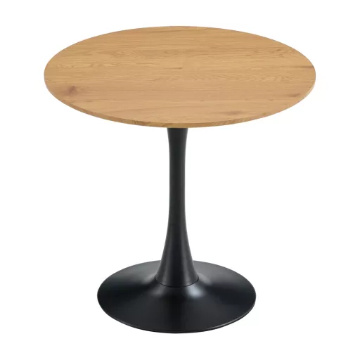 Étkezőasztal, kerek, tölgy/fekete, átmérő 110 cm, REVENTON NEW