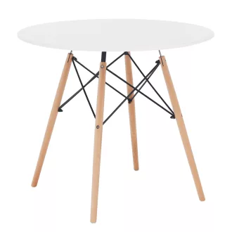   Étkezőasztal,  fehér/bükk, átmérő 80 cm, GAMIN 2 NEW 80