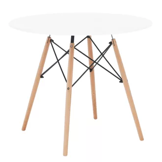   Étkezőasztal,  fehér/bükk, átmérő 90 cm, GAMIN 2 NEW 90