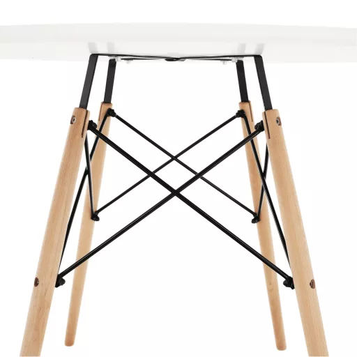 Étkezőasztal,  fehér/bükk, átmérő 90 cm, GAMIN 2 NEW 90