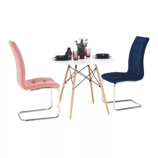 Étkezőasztal,  fehér/bükk, átmérő 90 cm, GAMIN 2 NEW 90