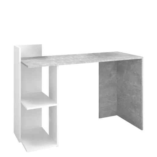 Számítógépasztal, beton/fehér, ANDREO NEW