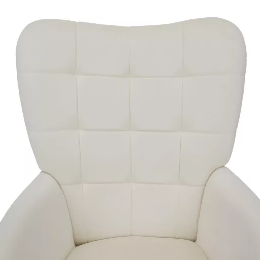 Fotel lábtartóval, fehér Velvet szövet/fekete, HABEN