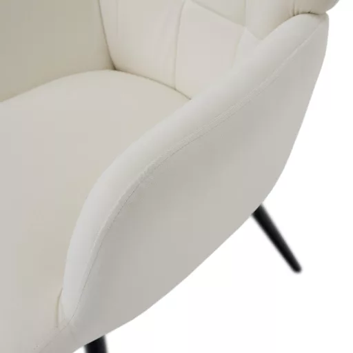 Fotel lábtartóval, fehér Velvet szövet/fekete, HABEN