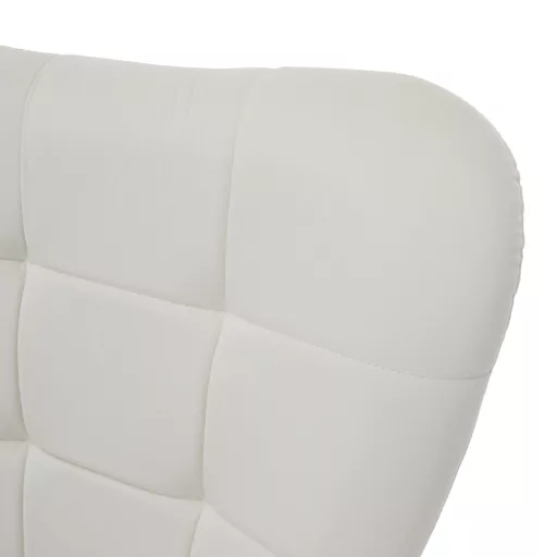 Fotel lábtartóval, fehér Velvet szövet/fekete, HABEN
