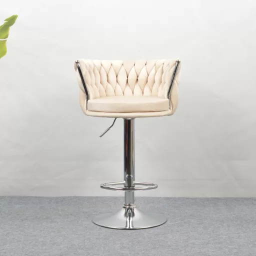 Design bárszék, bézs Velvet szövet/króm, BRIN
