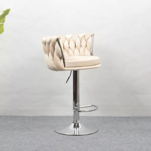 Design bárszék, bézs Velvet szövet/króm, BRIN