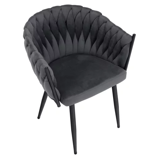 Étkezőszék, sötétszürke Velvet szövet/fekete, BLER
