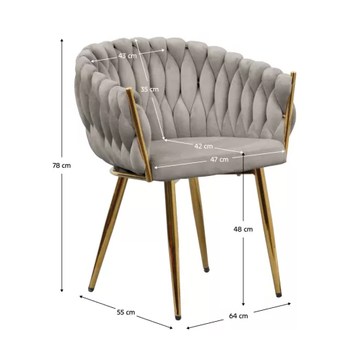 Étkezőszék, szürkésbarna Taupe Velvet szövet/gold króm arany, DEILA