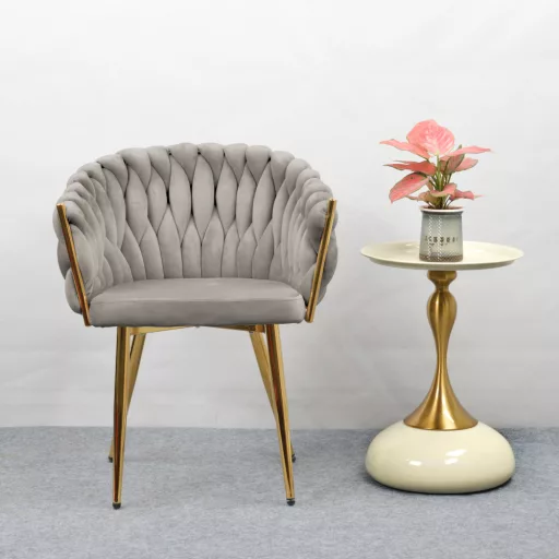 Étkezőszék, szürkésbarna Taupe Velvet szövet/gold króm arany, DEILA