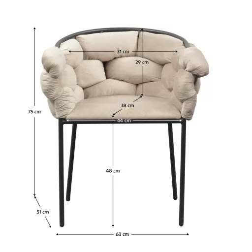 Étkezőszék, szürkésbarna Taupe Velvet szövet/fekete, DOROTA