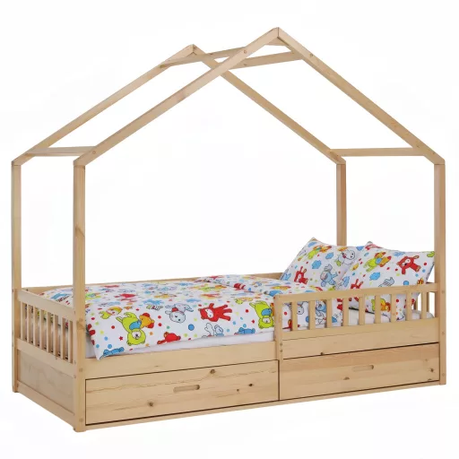 Montessori ágy, 90x200, természetes, tömör, BIANKA
