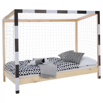 Montessori ágy, természetes/fehér/fekete, 90x200, FUTAL
