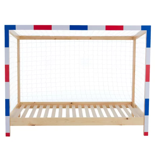 Montessori ágy, természetes/fehér/kék/piros, 90x200, FUTAL