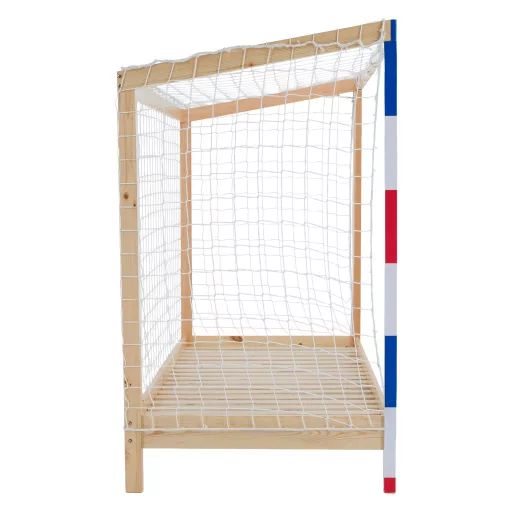 Montessori ágy, természetes/fehér/kék/piros, 90x200, FUTAL
