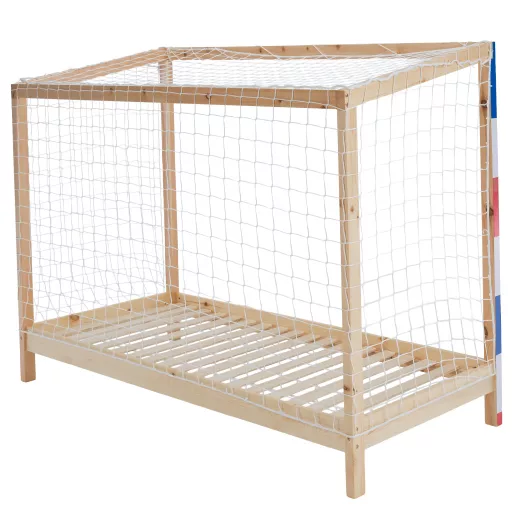 Montessori ágy, természetes/fehér/kék/piros, 90x200, FUTAL