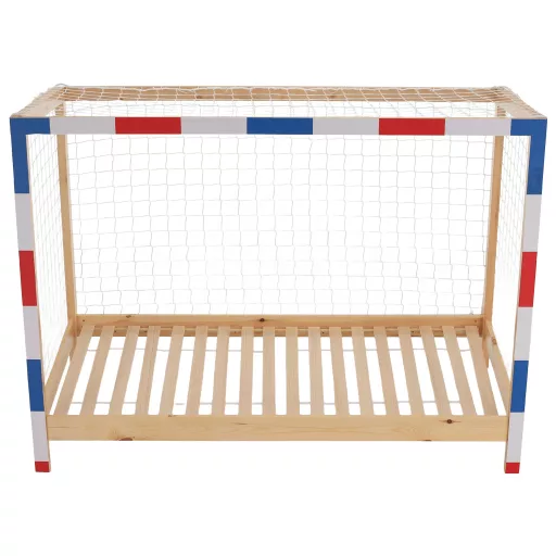 Montessori ágy, természetes/fehér/kék/piros, 90x200, FUTAL