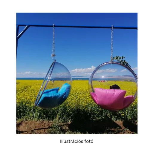 Függő fotel, átlátszó/arany/fehér, BUBBLE NEW TYP 1