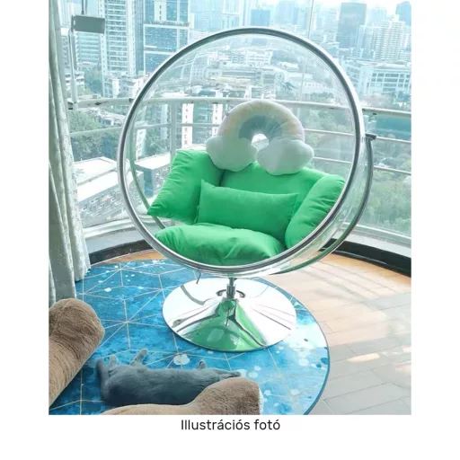 Függő fotel állvánnyal, átlátszó/arany/szürke, BUBBLE NEW TYP 2