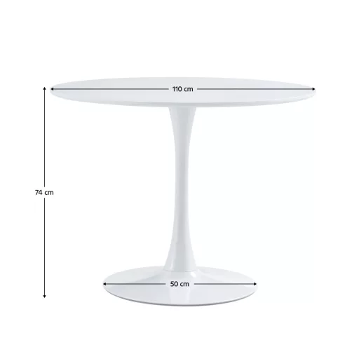 Étkezőasztal, kerek, fehér, matt, átmérő 110 cm, REVENTON NEW