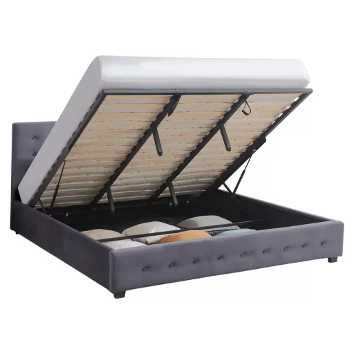 Ágy tárhellyel, 160x200, szürke, MINDY