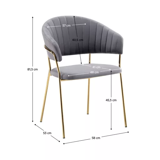 Design étkezőszék, szürkésbarna Velvet szövet/gold króm arany, DASMIN TYP 1