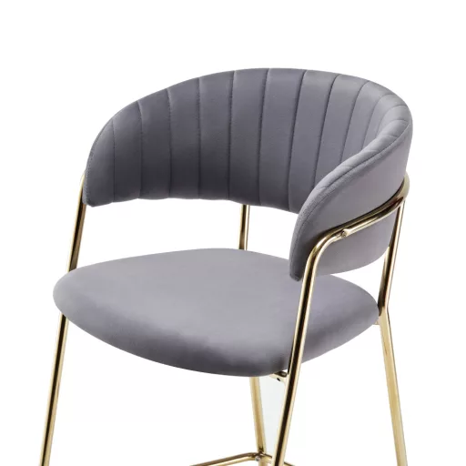 Design bárszék, szürkésbarna Velvet szövet/gold króm arany, DASMIN TYP 2