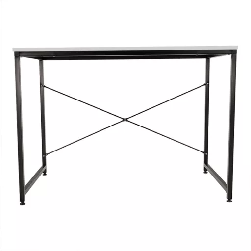Íróasztal, fehér/fekete, 120x60 cm, MELLORA