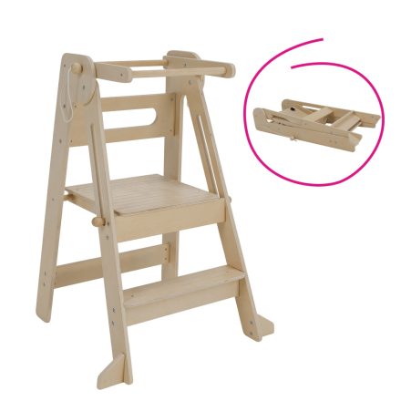 Montessori összecsukható tanulótorony, természetes, URIAN