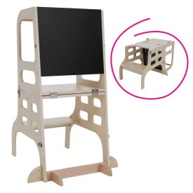   Montessori tanulótorony 3 az 1-ben táblával, természetes, MAGAN