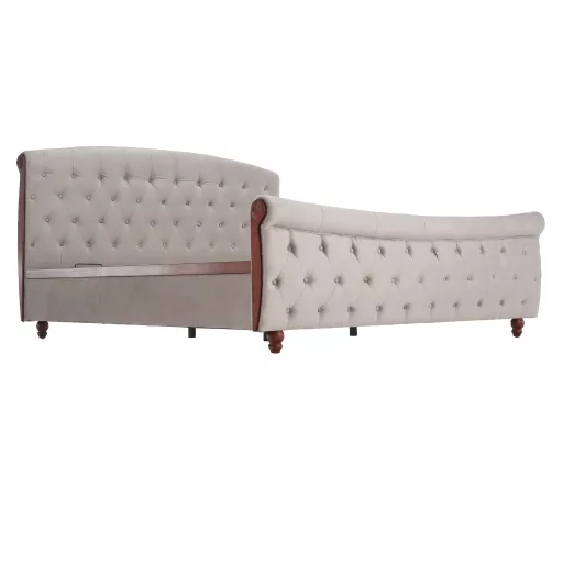 Ágy ágyráccsal, 180x200, szürkésbarna Taupe Velvet szövet, BARETO