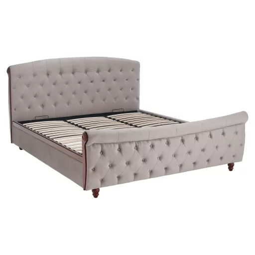 Ágy ágyráccsal, 180x200, szürkésbarna Taupe Velvet szövet, BARETO