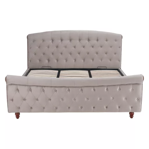 Ágy ágyráccsal, 180x200, szürkésbarna Taupe Velvet szövet, BARETO