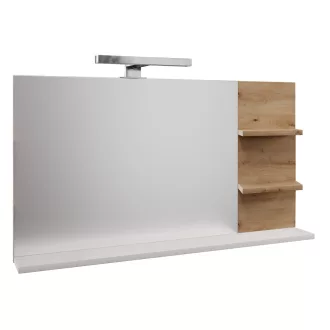   Tükör LED világítással, fehér/artisan tölgy, CUBO CUB04