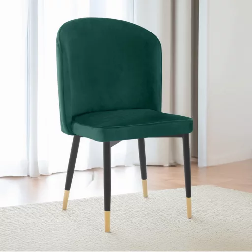 Étkezőszék, zöld Velvet szövet/fekete, UDAJA