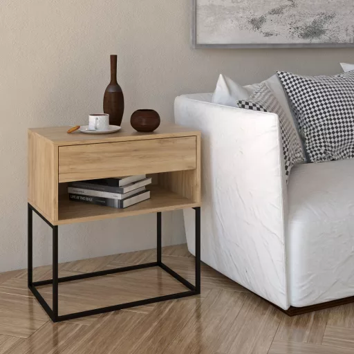 Éjjeliszekrény/kisasztal, artisan tölgy/fekete, ARTI TYP 2