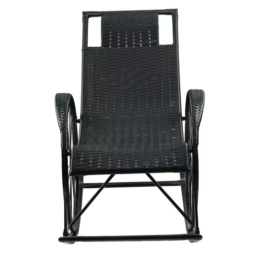 Hintaszék, rattan/fém, fekete, ROKIN