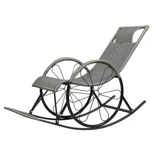 Hintaszék, rattan/fém, szürke, ROKIN