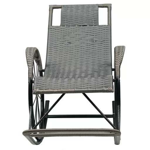 Hintaszék, rattan/fém, szürke, ROKIN