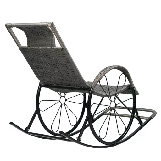 Hintaszék, rattan/fém, szürke, ROKIN